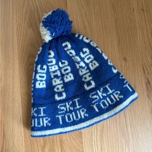 Vintage Wool Blue and White Ski Tour Beanie
